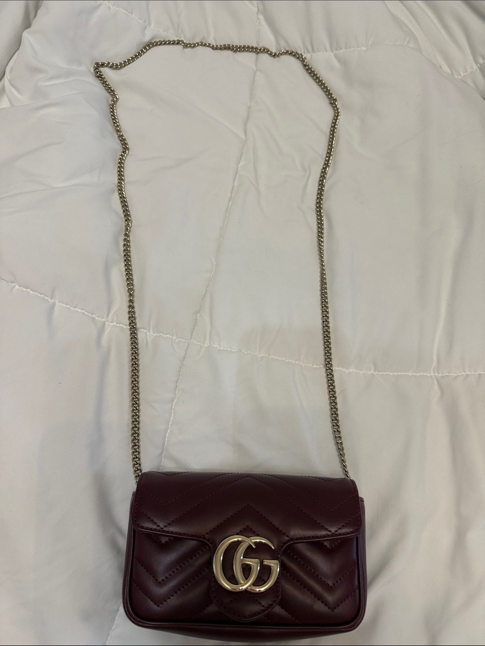 Gucci GG MARMONT MINI BAG Burgundy GG Marmont Quilted chain Shoulder Bag 1 - Picture 6 of 16